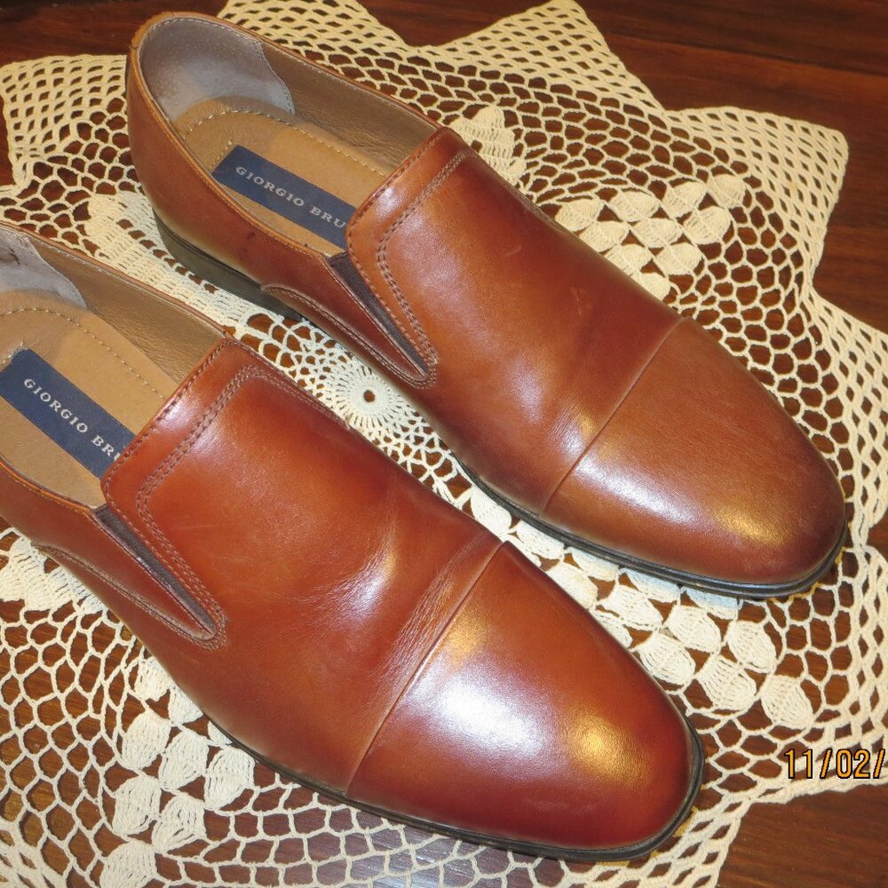 Men's Brown Leather GIORGIO BRUTINI Dress Loafers Shoes  Sz 9M